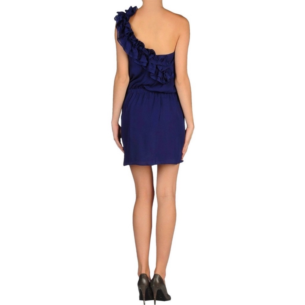 DSQUARED2 100% Silk One Shoulder Ruffled Mini Dress Size 8 Italian MSRP $1,230 - Picture 2 of 12